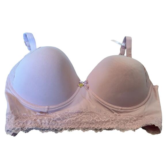 Daisy Fuentes Wired Lined Bra NWOT Plus Size 40D Pink Lace Detail Adjustable New - Picture 2 of 9
